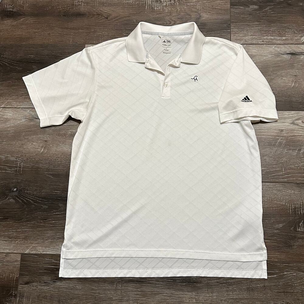 Adidas ClimaCool Golf Polo Shirt Men's Large White Diamond Pattern Performance
